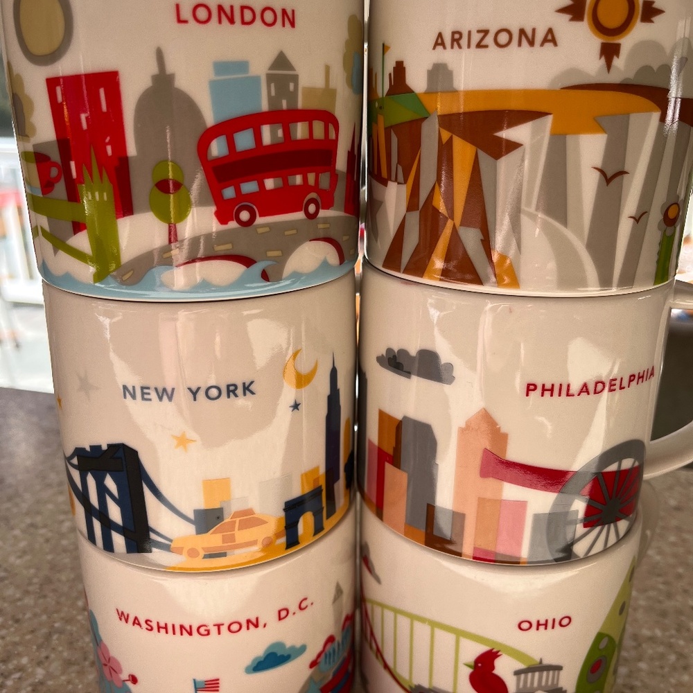 6 Starbucks mugs